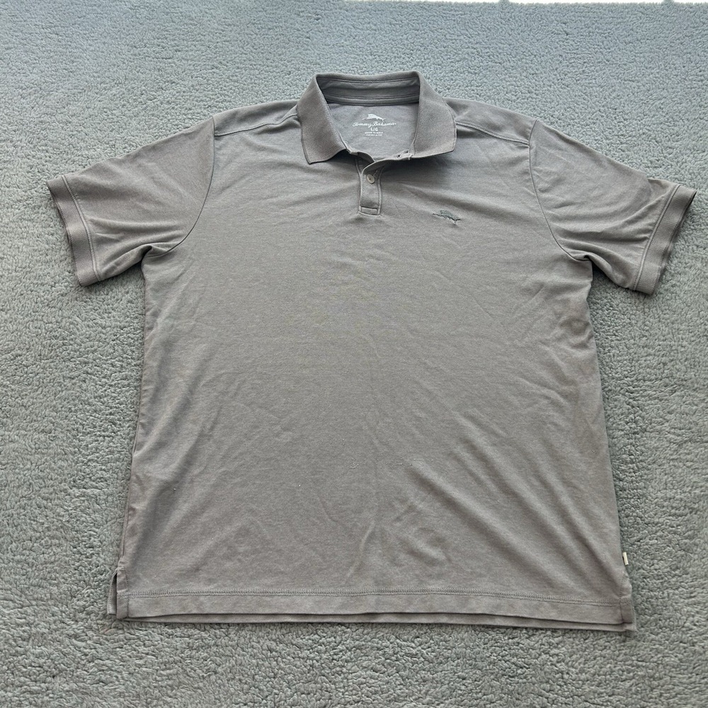 Tommy Bahama Polo Shirt Men Large Gray  Bala Shark 2-Button Adult